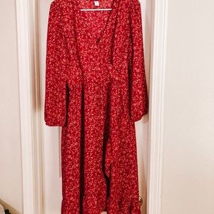 Floral Faux Wrap Dress